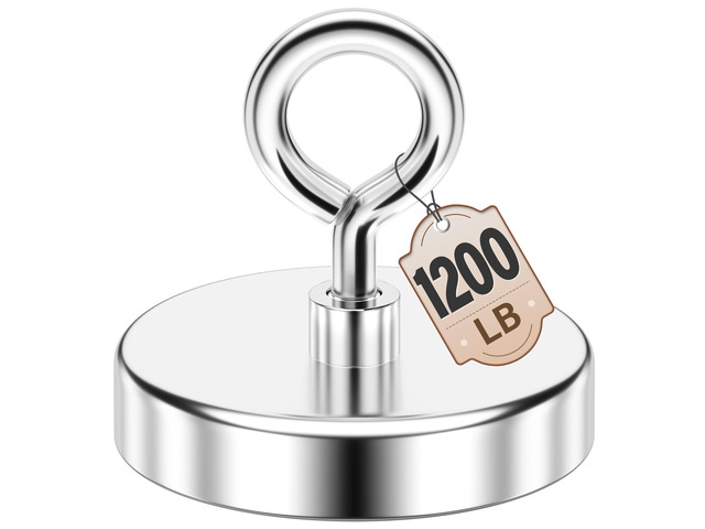 1200 LBS Large Fishing Magnet, 3.94 Inch Neodymium Pickup Magnet Large Metal Pickup, High Power Neodymium Magnet, Lifting Eye Bolt Design, Outdoor...