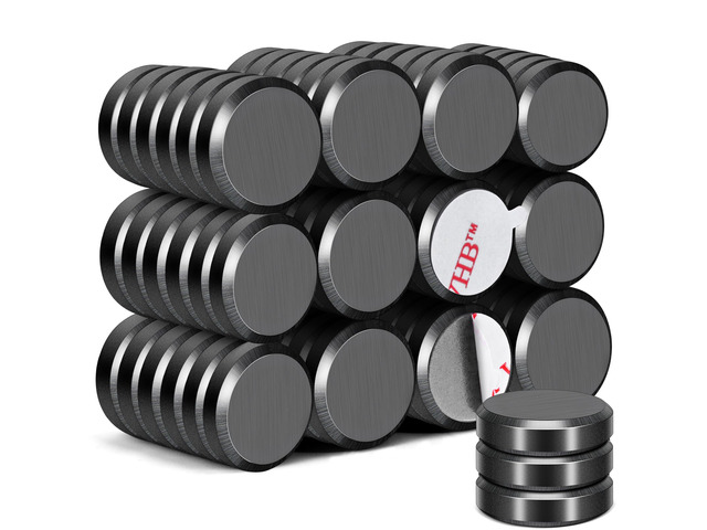 Strong Adhesive Magnets,75pcs 0.98x0.2in Fridge Refrigerator Magnet Small Round Black Ceramic Button Neodymium Magnets,Heavy Duty,for...