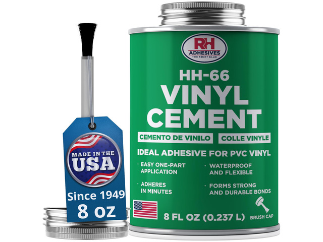 HH-66 Vinyl Cement 8 oz - Waterproof PVC & Vinyl Glue for Pools, Tarps Flexible waterproof bond, dries clear, for vinyl, PVC and canvas, pool...