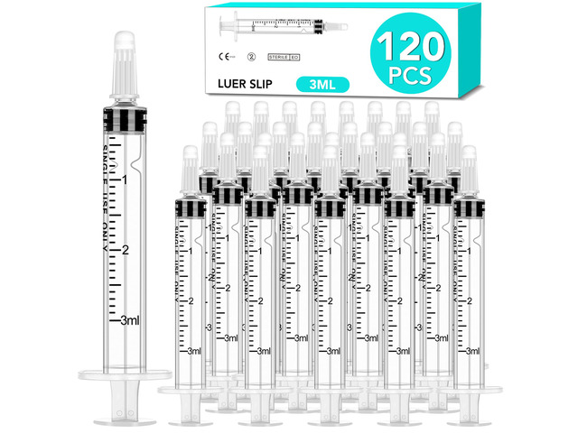 120 PCS 3ml Syringe with Cap for Liquid, Oral Syringe without Needles for Medicine Dropper, Colostrum Collect, Liquid Measuring, Individually...