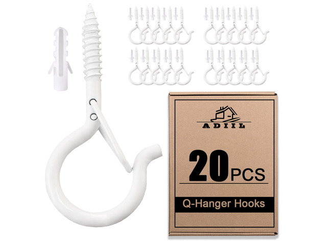 Q Hanger Ceiling Screw Hooks for Hanging Outdoor String Light, Plants 2.2 Inches Windproof Cup Eye Hooks with Safety Buckle for Hanging Basket...