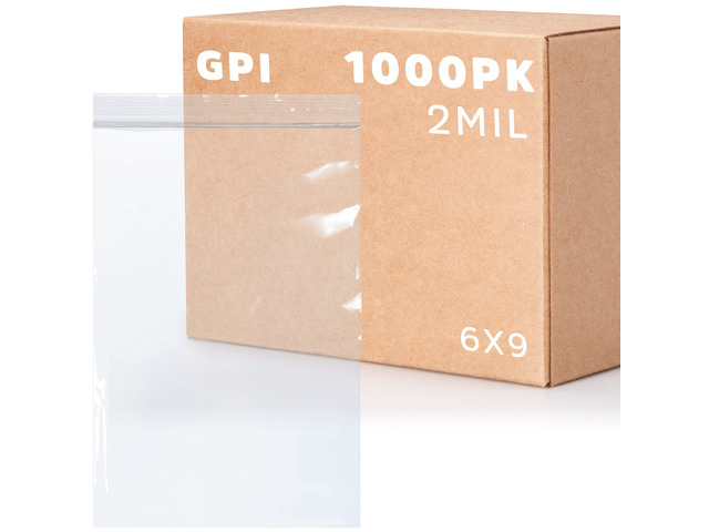Clear Plastic Reclosable Zip Bags - Bulk Case of 1000 6' x 9' 2 mil Thick Strong & Durable Poly Baggies With Resealable Zip Top Lock For Travel,...