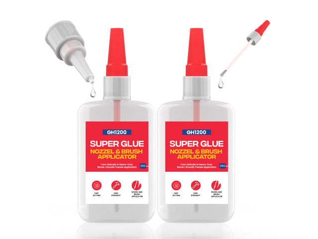 2 PCs (2-in-1) Super Glue with Brush Applicator & Nozzle, Mess Free Superglue Brush, Instant Never Dries, 3000 CPS Ca Glue, No Stain Clear Glue,...