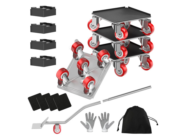 Furniture Dolly, 2000LBS Furniture Movers with Wheels 5-Wheel Carbon Steel Dolly with Lifter, 360°Swivel Locking Casters for Sofa, Refrigerator,...