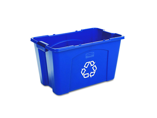 Recycling Bin/Box for Paper and Packaging, Stackable, 18 GAL, for Indoors/Outdoors/Garages/Homes/Commercial Facilities, Blue