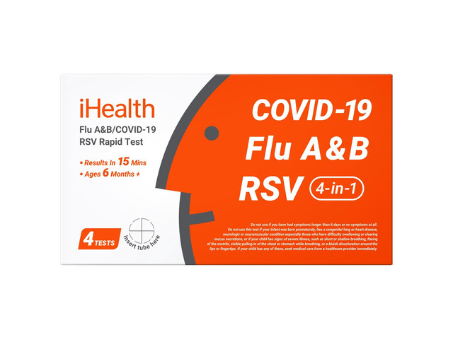RSV Test + Flu A/B + COVID-19 Test, 4-in-1 Rapid Home Test, 4 Tests 15-Min Results, FDA Authorized OTC At-Home COVID Flu RSV Test for ages 6 months...