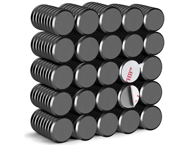 Strong Adhesive Magnets,200pcs 0.7x0.12in Fridge Refrigerator Magnet Small Round Black Ceramic Button Neodymium Magnets, Heavy Duty,for...