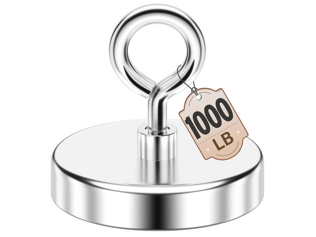 1000 LBS High Power Fishing Magnet, 3.54 Inch Rare Earth Magnet High Power Magnet Use, Rare Earth Magnet, Heavy Duty Metal Retrieval, Eye Bolt...