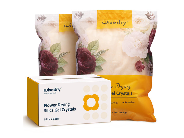10 LBS Silica Gel Flower Drying Crystals, 2 Packs of 5 LBS, Fine Crystals < 1mm, Color Indicating, Reusable