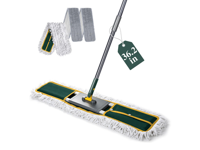 36' Commercial Dust Mop, Heavy Duty Industrial mop 60' Telescopic Handle,3 Reusable Pads,Commercial Microfiber Mop for Dusting Hardwood Marble...
