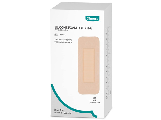 Silicone Foam Dressing 2'x5' Adhesive Border Waterproof Super Absorbent Breathable First Aid Bandage for Wound Care Products for Sensitive Skin...