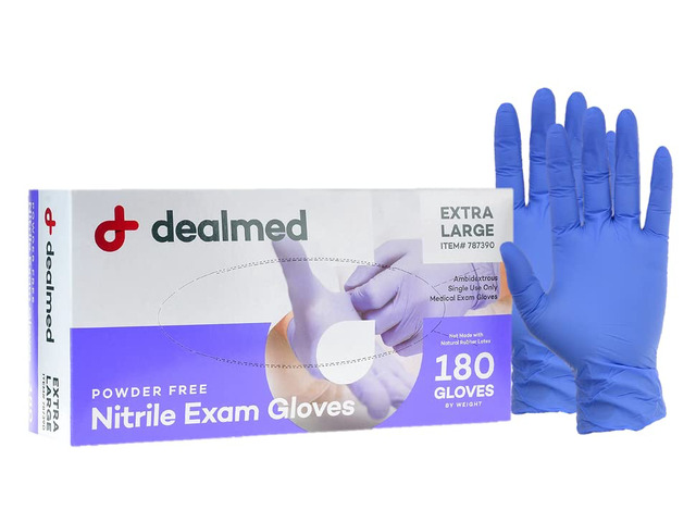 Brand Nitrile Medical Grade Exam Gloves, Disposable, Latex-Free, 180 Count, Size Extra Large
