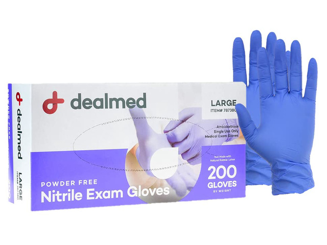 Nitrile Exam Gloves - Latex Free - Large - 200 Count