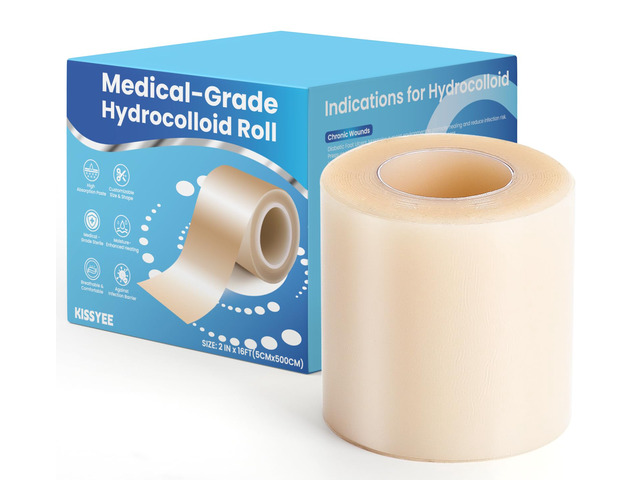 Hydrocolloid Roll Bandages, 2IN x 16FT Extra Large Hydrocolloid Patch with Self-Adhesive, Ultra Absorbent, Cut-to-Size, Flexible & Waterproof for...