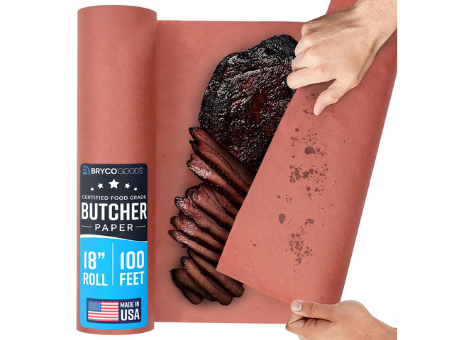 Pink Butcher Paper Roll for Smoker, 18' x 100', Made in USA Food-Grade, Unbleached, Uncoated & Unwaxed Peach Paper for BBQ, Grilling, Smoking Meat...