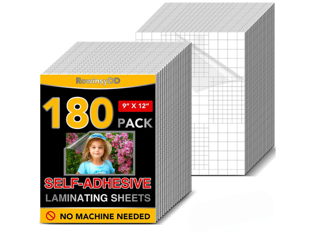 180 PCS Self Laminating Sheets, Self Adhesive Laminating Sheets 8.5 x 11 Inches Self-adhesive Cold Laminating Sheets No Machine No Heat Self...