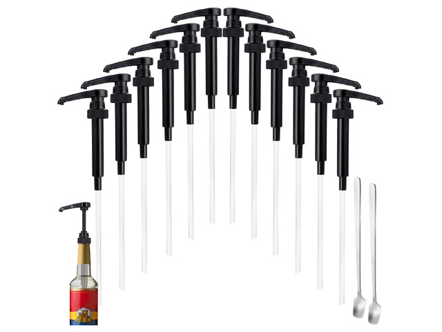 12 Pcs Black Coffee Syrup Pump Compatible with 25.4Oz/750ml Bottles Syrup Dispenser Pumps, Great for Home & Coffee Bar, Drinking Mixes, Tea,...