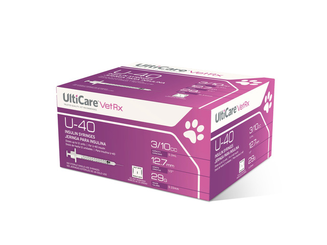 VetRx U-40 Pet Insulin Syringes, 3/10cc, 29G x 1/2', 100 Ct Half Unit Markings Comfortable, Accurate Dosing for Your Dog or Cat with Diabetes,...