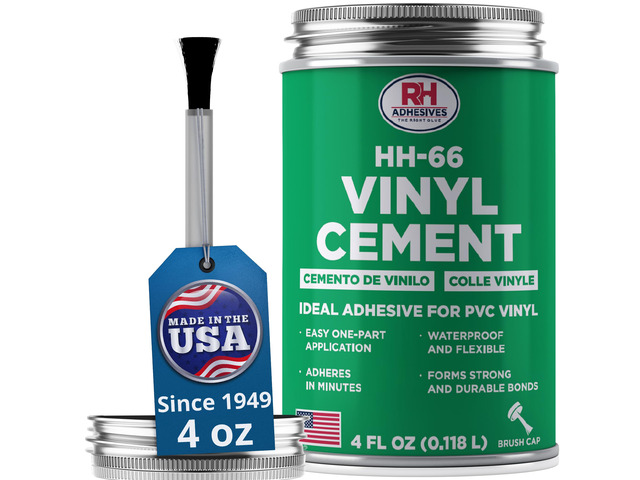 HH-66 Vinyl Cement 4 oz - Waterproof PVC & Vinyl Glue for Pools, Tarps Flexible waterproof bond, dries clear, for vinyl, PVC and canvas, pool...