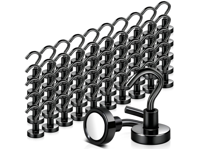 50 Pack Magnetic Hooks Heavy Duty, Strong Magnet Hooks for Cruise Refrigerator, Neodymium Magnets with Hooks for Grill Hanging Kitchen Tool...