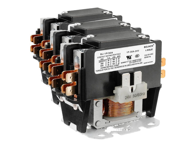 1 Poles FLA 30 Amp Coil 24 VAC Air Conditioner Condenser Compressor Contactor AC Definite Purpose Contactor (Pack of 3)