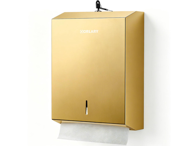 Commercial Paper Towel Dispenser Wall Mount, Gold, Large Capacity Durable Stainless Steel, C-Fold Multifold Trifold Paper Towel Holder, Touchless...