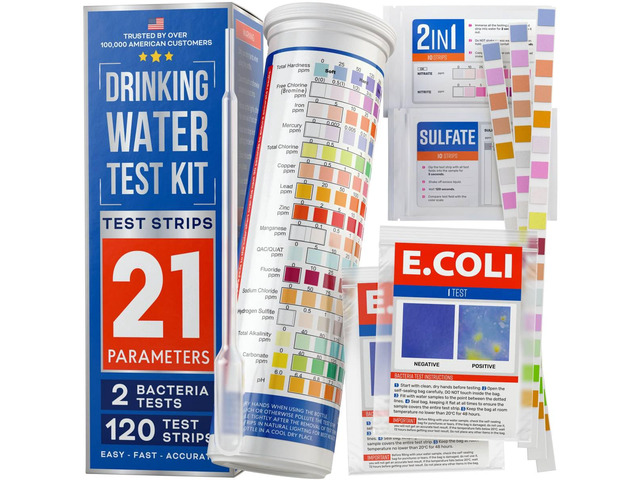 All-New 21 in 1 Drinking Water Testing Kit Strips, Home Tap and Well Water Test Kit for Hardness, Lead, Iron, Copper, Chlorine, Fluoride