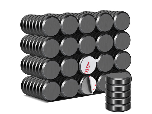 Strong Adhesive Magnets,145pcs 0.7x0.2in Fridge Refrigerator Magnet Small Round Black Ceramic Button Neodymium Magnets,Heavy Duty,for...