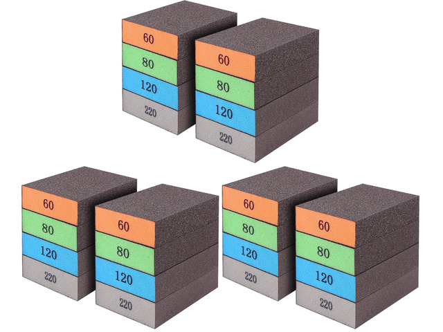 24-Pack Sanding Sponge, Four Grits Per Pack 60/80/120/220, Washable and Reusable Handmade Sandpaper Block, Drywall Sandpaper Blocks for Wooden...
