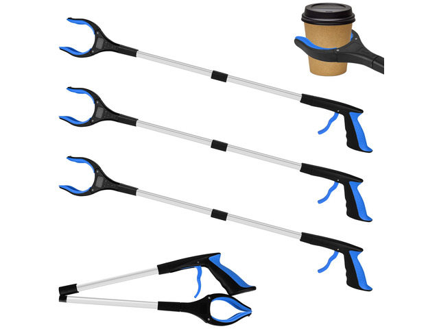 4 Pack 32 Inch Commercial Trash Grabber for Elderly Assist, Heavy Duty Lightweight Reacher with Ergonomic Handle & Non-Slip Grip, Multi-Use Outdoor...