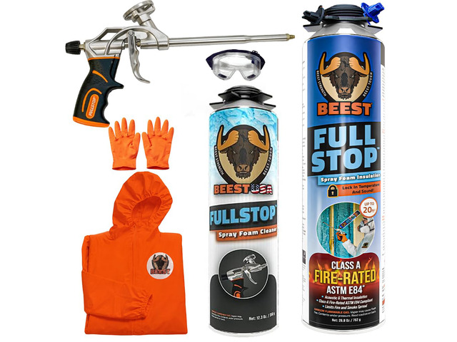 FullStop Spray Foam Insulation Kit - 20 Board ft/sq. ft. Fire Rated Spray Insulation Foam for Walls & Attics with Thermal & Soundproofing - Includes...
