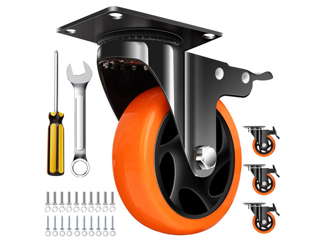 4' Caster Wheels, Outstanding Casters Set of 4 Heavy Duty, Silent Industrial Casters, Locking Casters Wheels for Furniture, Castor Wheels for Cart,...