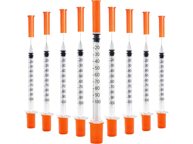 120 PACK U-100 Syringes, 30G 5/16' (8mm) 1ml/cc Disposable Syringe, Individual Wrapped, Lab Supplies