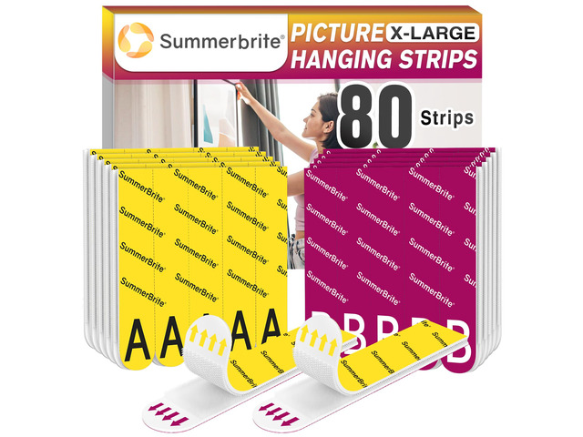 Picture Hanging Strips Heavy Duty XL 40 Pairs Damage Free Hanging Picture Hangers, Removable Hook and Loop Wall Strips, Frame Stickers No Nails for...