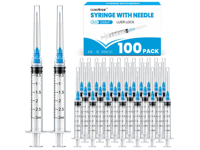 3ml 23G 1Inch Industrial Liquid Dispenser, Precision Fine Tip, Individually Wrapped, for Adhesive, Lubricant, Ink & Lab Transfer, 100 Pack