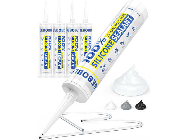 Silicone Caulk & Sealant Clear, 100% Waterproof Silicone Sealant, Shrink & Crack Proof, Silicone Caulking for Kitchen, Bathroom, RV, Interior &...