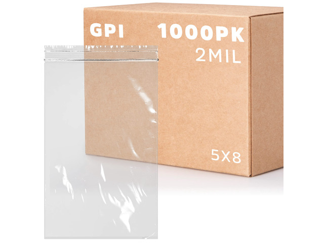 5 x 8 inches, 2Mil Clear Reclosable Zip Bags, case of 1,000 Brand