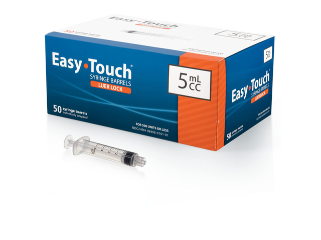 Luer-Lock Syringe Barrel, 5ML Syringe, Pack of 50