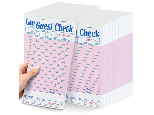 40 Pack/2000 Tickets Guest Checks Books for Servers, Pink