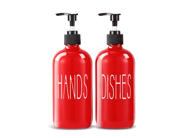 Glass Soap Dispenser Set 2 Pack,16 Oz Dish Soap Dispenser for Kitchen Sink,Red Kitchen Accessories and Kitchen Decor,Red Decorations and Kitchen...