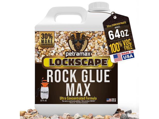 Max Rock Glue for Landscaping, Pet-Safe & Non-Toxic (USA-Made), 32 Oz Sticky Clear Gravel Binder & Decomposed Granite Stabilizer - Lockdown...