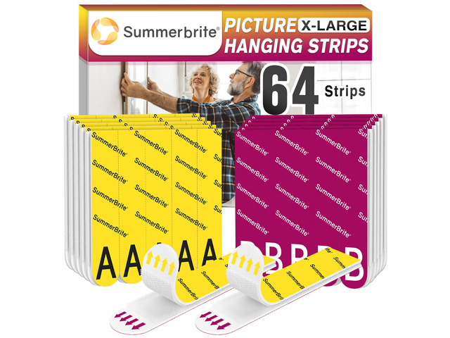 Picture Hanging Strips Heavy Duty XL 32 Pairs Damage Free Hanging Picture Hangers, Removable Hook and Loop Wall Strips, Frame Stickers No Nails for...