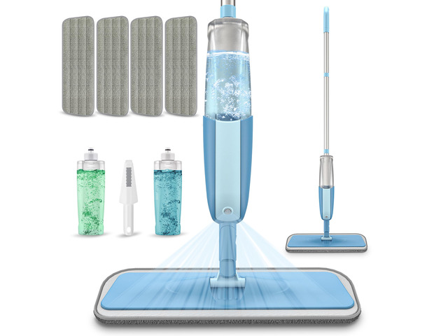 Spray Wet Mops for Floor Cleaning: Hardwood Floor Mop Refillable 2 Bottles 4 Washable Reusable Pads for Swiffer PowerMop, Flat Mop Multi-purpose,...