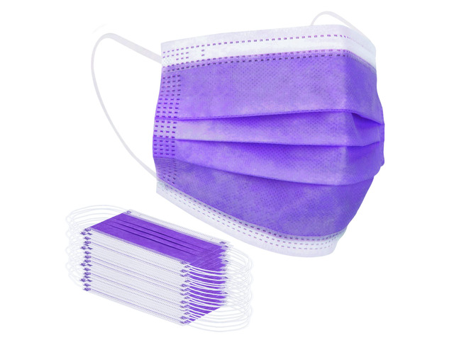 Purple Disposable Face Mask 100 Pcs Purple Face Masks 3 Ply Protection Masks