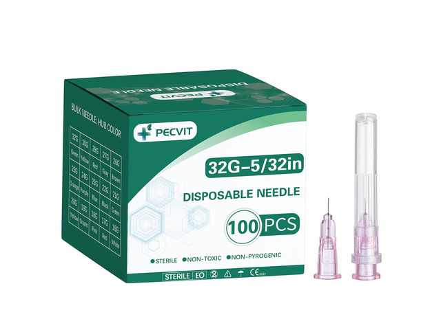100Pack 32Ga 4mm(5/32inch) Needle Luer Lock for Refilling Ink Individually Packaged
