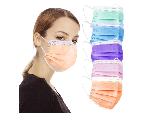 Multicolor Disposable Face Masks 100 Pcs 5 Colors Face Mask 3 Ply Protection Masks