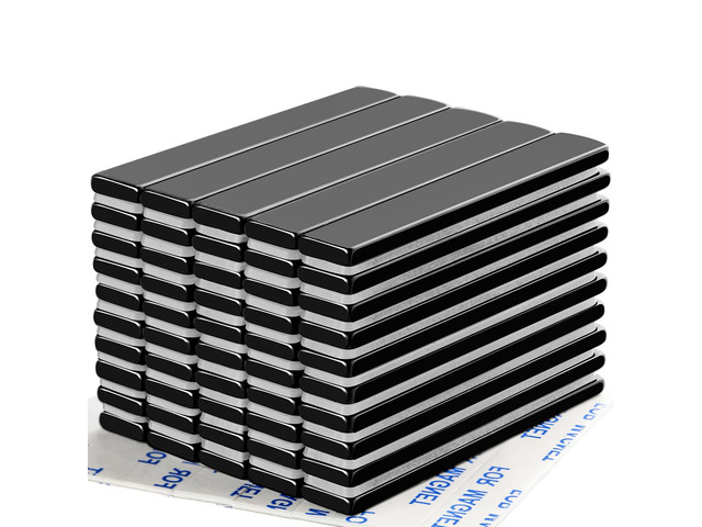 Strong Neodymium Magnets with Adhesive Backing, 50 Pack, 60x10x3 mm Powerful Rare Earth Bar Magnets, Waterproof Black Magnetic Magnet Strips Heavy...