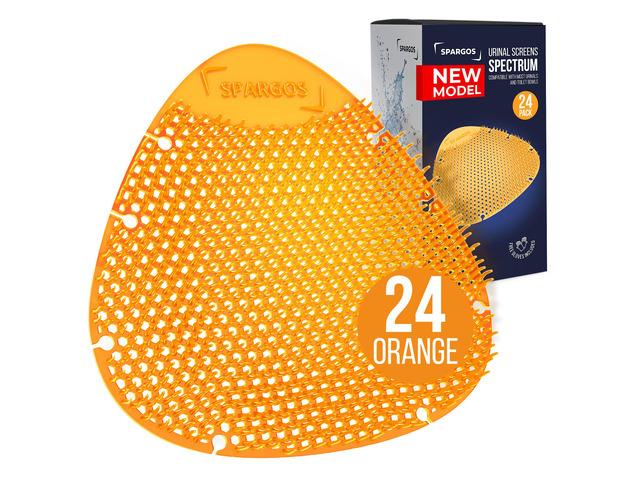 Urinal Screen Deodorizer, 24 Pack Orange Cakes 24 anti-splash urinal cakes, orange spectrum, 3D wave. Odor control for office, stadium, school...