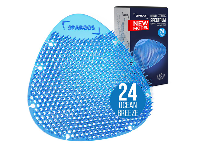 Urinal Screen Deodorizer, 24 Pack Blue Cakes 24 anti-splash urinal cakes, blue spectrum, 3D wave. Odor control for office, stadium, school...
