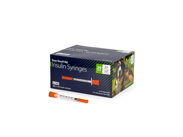 EasyTouch U-100 Pet Insulin Syringes (29G 0.3cc 1/2') - 100 ct. Compatible with U-100 Insulin, 30 Unit Capacity, 1/2' Needle Length, Half-Unit...